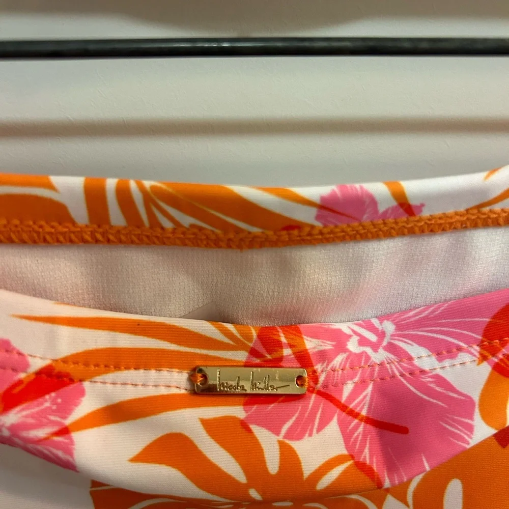 NWT Nicole Miller Tropical Swim Skirt Orange Pink Floral Cover-Up Bottom Size XL - Picture 3 of 8